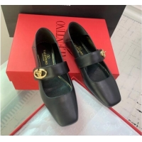 Sophisticated Valentino VLogo Locker Mary-Janes Calfskin Ballerinas Flat Black 725023