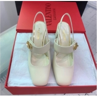 Perfect Valentino VLogo Locker Mary-Janes Slingback Pumps 6cm in Calfskin White 725028