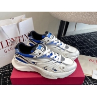 Good Looking Valentino Men's Rockstud True Act Sneakers in Knit Mesh White/Blue 812127