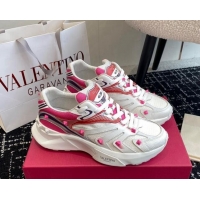 Top Design Valentino Men's Rockstud True Act Sneakers in Knit Mesh White/Pink 812130