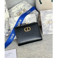 Top Quality Dior 30 Montaigne Dahlia Wallet in Calfskin S5173 Black 2024