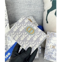 Famous Brand Dior 30 Montaigne Dahlia Wallet in Dior Oblique Jacquard S5173 Grey 2024