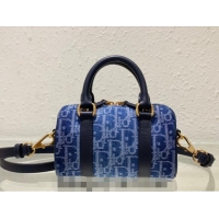 Best Price Dior Groove 16 Mini Boston Bag in Oblique CD2348 Denim Blue 2024