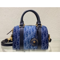 Grade Design Dior Groove 20 Boston Bag in  Oblique CD2348 Denim Blue 2024