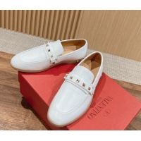 Good Product Valentino Leisure Flows Rockstud Loafers in Leather White 812138