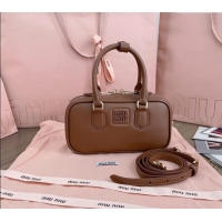 Best Quality Miu Miu Arcadie Leather Mini Bag 5BP088 Brown 2024