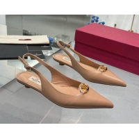 Unique Style Valentino The Bold Edition VLogo Calfskin Slingback Ballerinas 20MM Beige 4082826