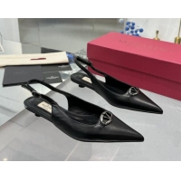 Durable Valentino The Bold Edition VLogo Calfskin Slingback Ballerinas 20MM Black 082829