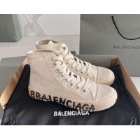 Classic Hot Balenciaga Paris White Calfskin High-Top Sneakers with Graffiti 531119