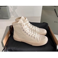 Luxurious Balenciaga Paris White Calfskin Leather High-Top Sneakers 531122