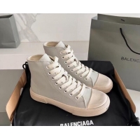 Sophisticated Balenciaga Paris Grey Calfskin Leather High-Top Sneakers 531136