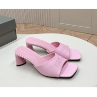 Unique Discount Balenciaga Duty Free Heel Slide Sandals 6cm in Calfskin Pink 629019