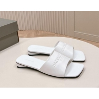 Discount Balenciaga Duty Free Flat Slide Sandals in Calfskin White 629025