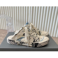 Good Looking Balenciaga Paris Sneaker Mules in White Graffiti Canvas 903030