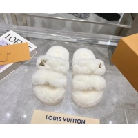 Good Quality Louis Vuitton LV Sunset Platform Comfort Slides Sandal 3.5cm in Wool White 724069