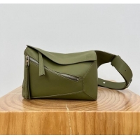 Top Discount Loewe Small Puzzle Bumbag in Classic Calfskin 9114 Oliver Green 2024