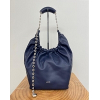 New Fashion Loewe Medium Squeeze Bag in Mellow Nappa Lambskin 9041 Abyss Blue 2024