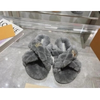 Unique Style Louis Vuitton LV Bliss Comfort Flat Slides Sandals in Wool Dark Grey 724076 