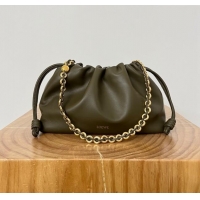 Inexpensive Loewe Medium Flamenco Purse in Mellow Nappa Lambskin 9057 Dark Khaki Green 2024