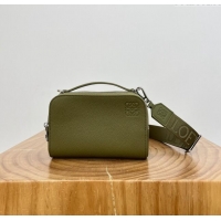 Affordable Price Loewe Mini Camera Crossbody bag in Grained Calfskin 9111 Olive Green 2024