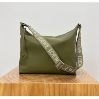 Buy Cheap Loewe Cubi Crossbody Bag in Supple Smooth Calfskin and Jacquard L0223 Olive Green 2024