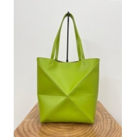 Top Quality Loewe Medium Puzzle Fold Tote in Shiny Calfskin 9029 Meadow Green 2024