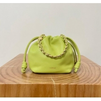 Most Popular Loewe Mini Flamenco Purse Bag in Mellow Nappa Lambskin 9058 Meadow Green 2024