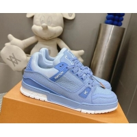 Stylish Louis Vuitton LV Trainer Maxi Sneakers in Synthetic Leather Blue 724087