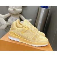 Good Quality Louis Vuitton LV Trainer Maxi Sneakers in Synthetic Leather Yellow 724088