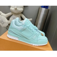 Grade Quality Louis Vuitton LV Trainer Maxi Sneakers in Synthetic Leather Light Green 724089