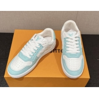 Durable Louis Vuitton Time Out Sneakers in Calf Leather Light Green 0724095