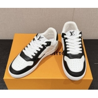 Sumptuous Louis Vuitton Time Out Sneakers in Calf Leather Black/White 0724096