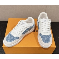 Luxurious Louis Vuitton Time Out Sneakers in Light Blue Denim 0724097