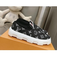 Buy Luxury Louis Vuitton Men's LV Space Lander Slip On Sneakers in Monogram Denim Black 724102