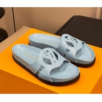 Pretty Style Louis Vuitton LV Isola Flat Comfort Slides Sandal in Calf Leather Grey 724107