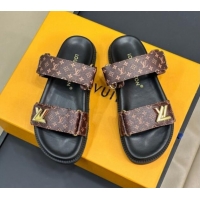 Popular Style Louis Vuitton LV Sunset Flat Comfort Slides Sandal in Mini-Monogram Canvas Brown 724123