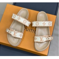 Low Price Louis Vuitton Bom Dia Flat Comfort Slides Sandal in Monogram Straw Beige 724127