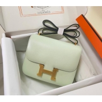 Good Taste Hermes Constance Mini Bag 18cm in Epsom Palm-Grained Leather 8057 Bubble Green/Gold 2024 (Half Handmade)