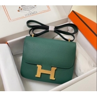 Most Popular Hermes Constance Mini Bag 18cm in Epsom Palm-Grained Leather 8057 Peacock Green/Gold 2024 (Half Handmade)