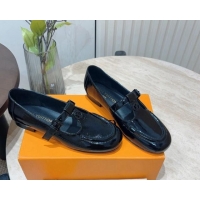 Perfect Louis Vuitton Soho Flat Mary Janes Flat Loafers in Naplak Leather Black 815089