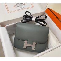 Buy Discount Hermes Constance Mini Bag 18cm in Epsom Palm-Grained Leather 8057 Almond Green/Silver 2024 (Half Handmade)