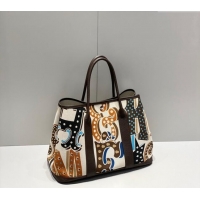 Top Quality Hermes Garden Party Bag 30/36cm in Printed Canvas and Calfskin H8109 Ebony 2024 (Half Handmade)