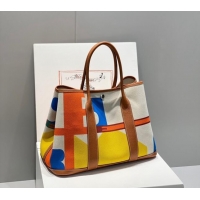 Cheapest Hermes Garden Party Bag 30/36cm in Printed Canvas and Calfskin H8109 Brown 2024 (Half Handmade)