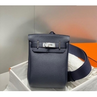 Promotional Hermes Birkin Hac a Dos Bag in Original Grained Calfskin 8123 Navy Blue 2024