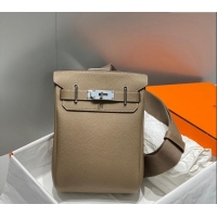 Traditional Specials Hermes Birkin Hac a Dos Bag in Original Grained Calfskin 8123 Elephant Grey 2024