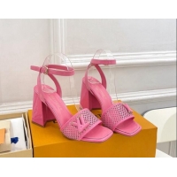 Top Design Louis Vuitton Shake Heel Sandals 9cm in Perforated Leather Pink 815110