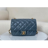 Best Price Chanel Shiny Lambskin Small Flap bag with Thick Chain AS5027 Grey 2024