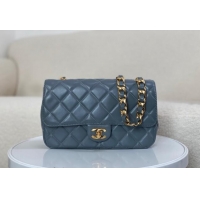 Good Product Chanel Shiny Lambskin Flap bag with Thick Chain AS6300 Grey 2024