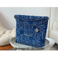 Well Crafted Chanel 22 Denim Shopping Bag AS3261 Blue 2024