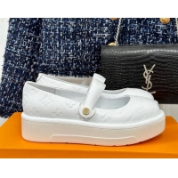 Best Price Louis Vuitton Platform Mary Janes Shoes 5cm in Monogram Leather White 905077